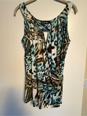 The Sak Aqua and Black Animal-Print Sleeveless Tank